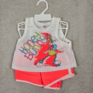 Vintage Baby Outfit Girls 24 Months Bugs Bunny Warner Bros 1989 USA 80s Summer